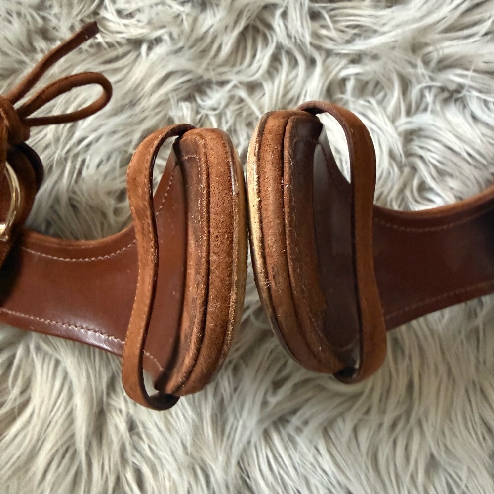 GUCCI x TOM FORD Horsebit Suede Sandal Heels Cognac Brown Size 8B - Picture 5 of 10